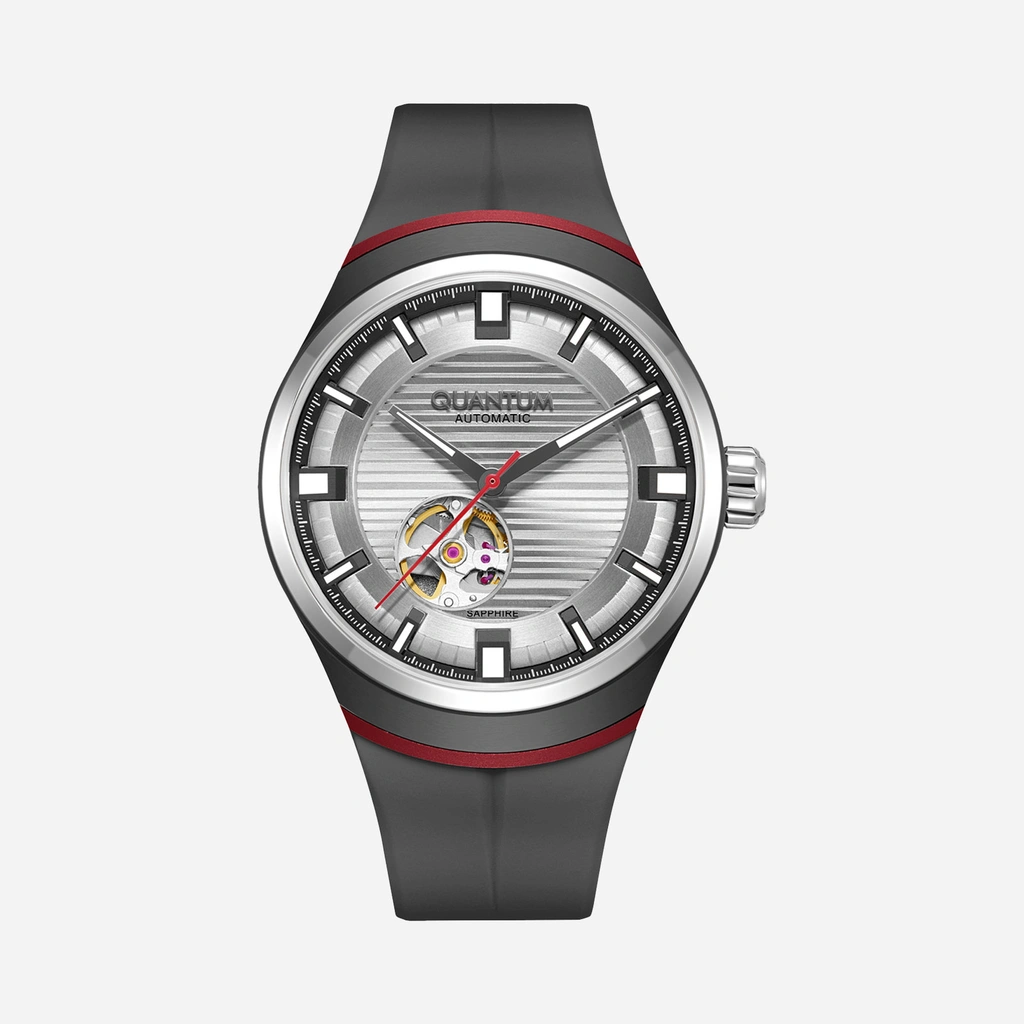 Quantum Automatic herr stål, silikonband - QMG1203.631