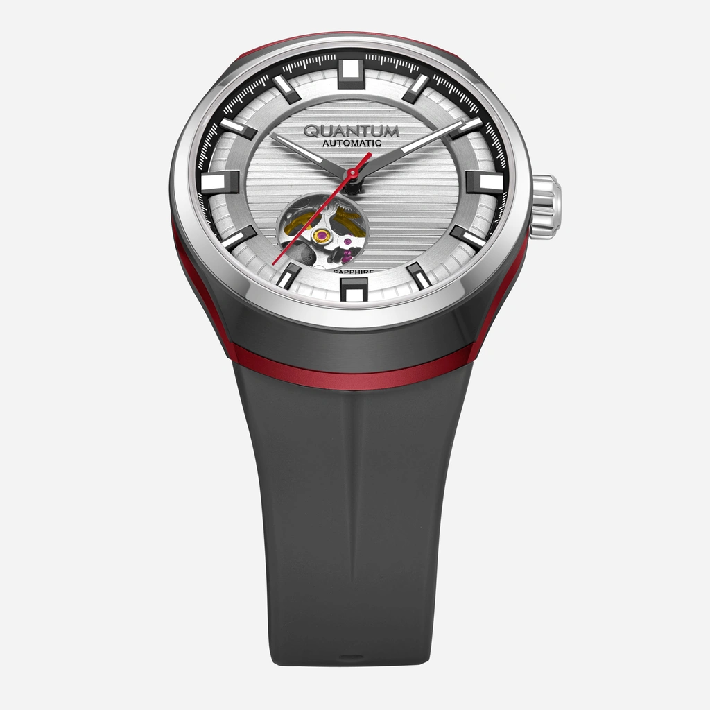Quantum Automatic herr stål, silikonband - QMG1203.631