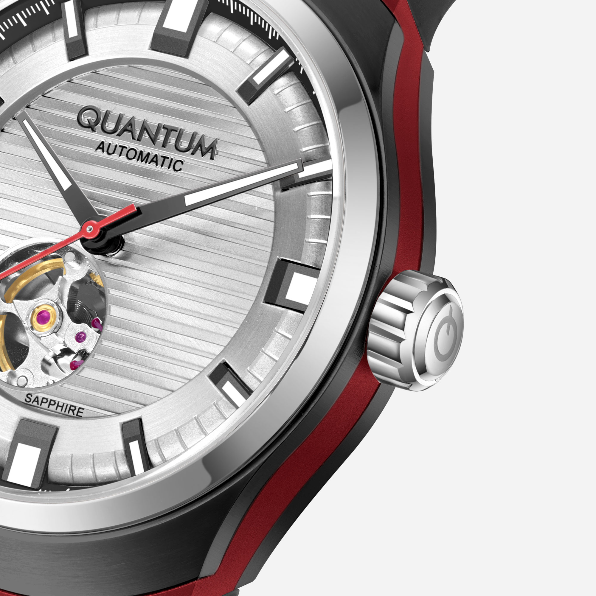 Quantum Automatic herr stål, silikonband - QMG1203.631