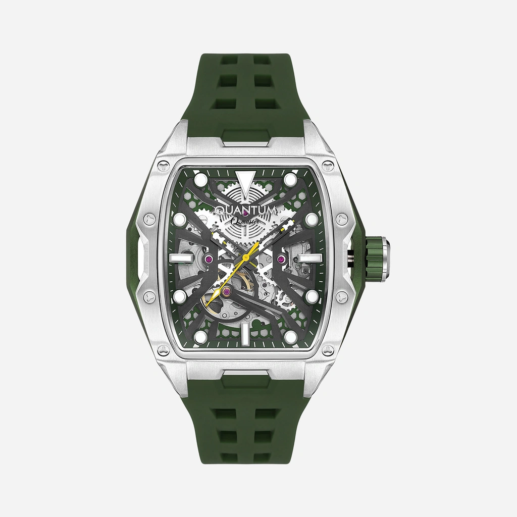 Quantum Automatic herr grön, silikonband - QMG1103.355