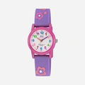 Q&Q Kids barnklocka vit/rosa, lila gummiband