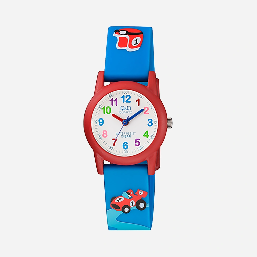 Q&Q Kids barnklocka vit/röd, turkos gummiband