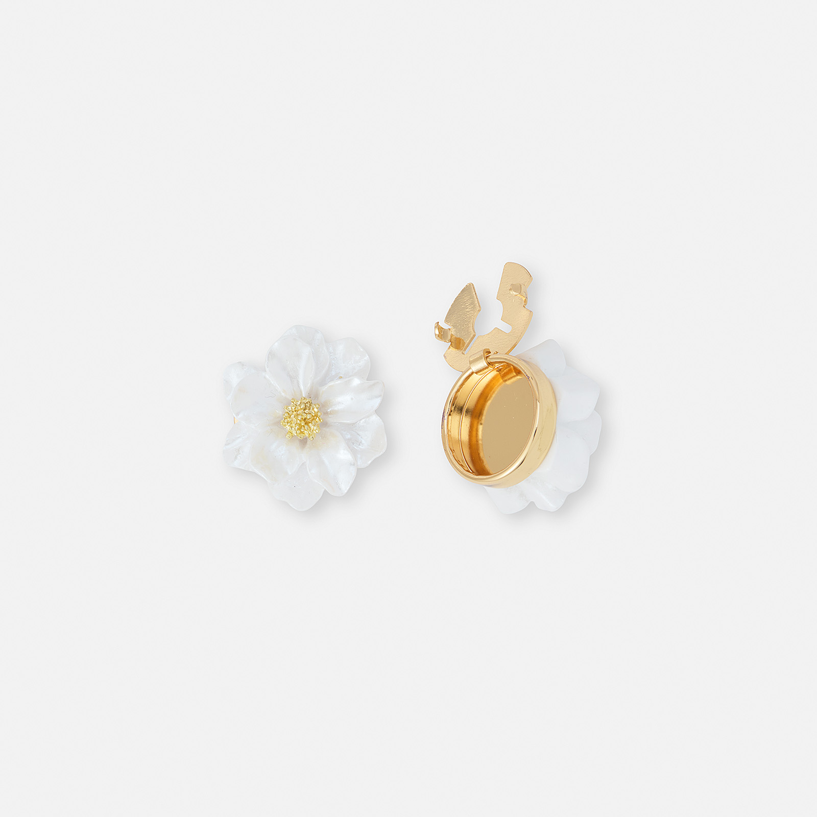 Guldfärgade knapp-covers, blomma med pärlemoreffekt