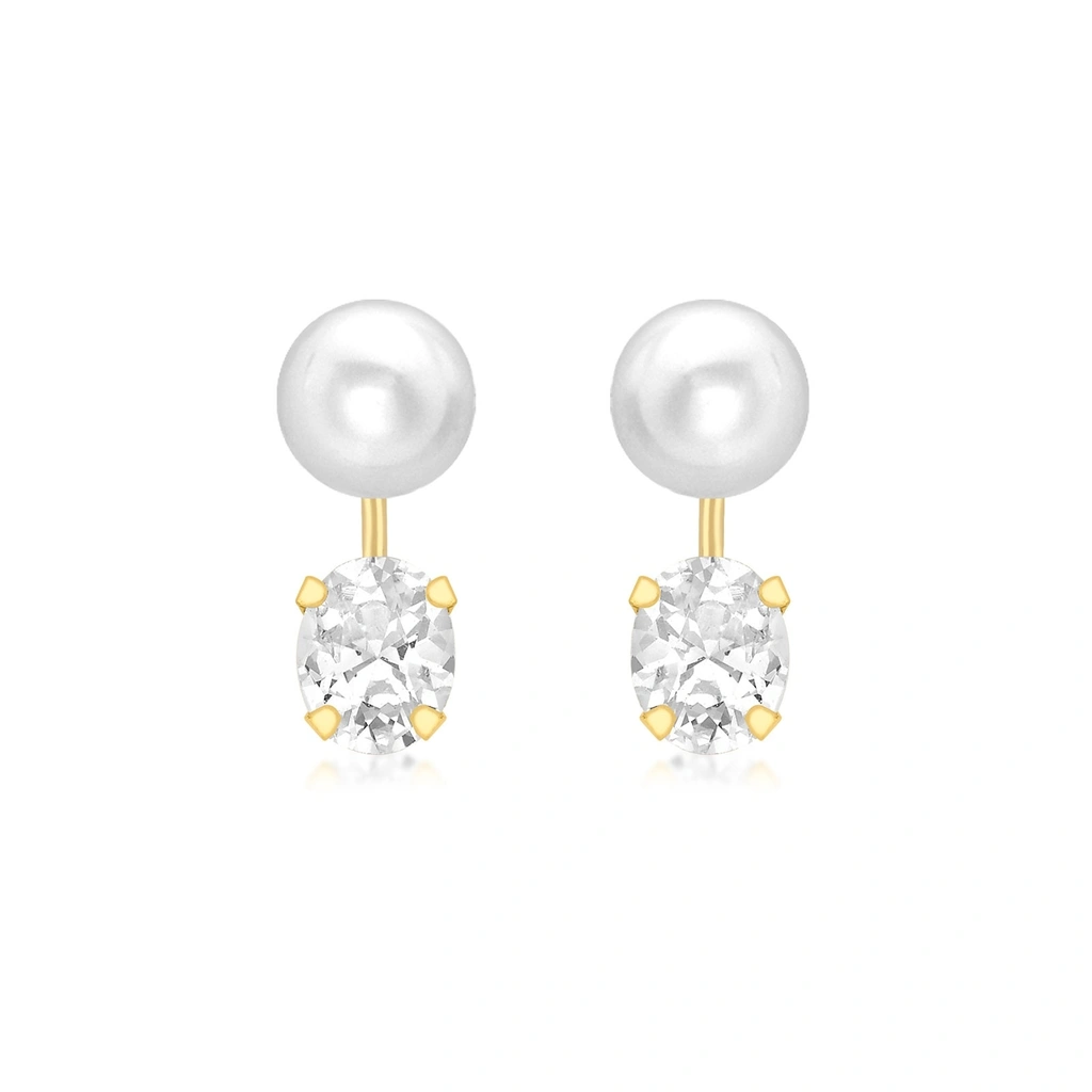 Örhängen 9k guld - sötvattenpärlor 5x11 mm