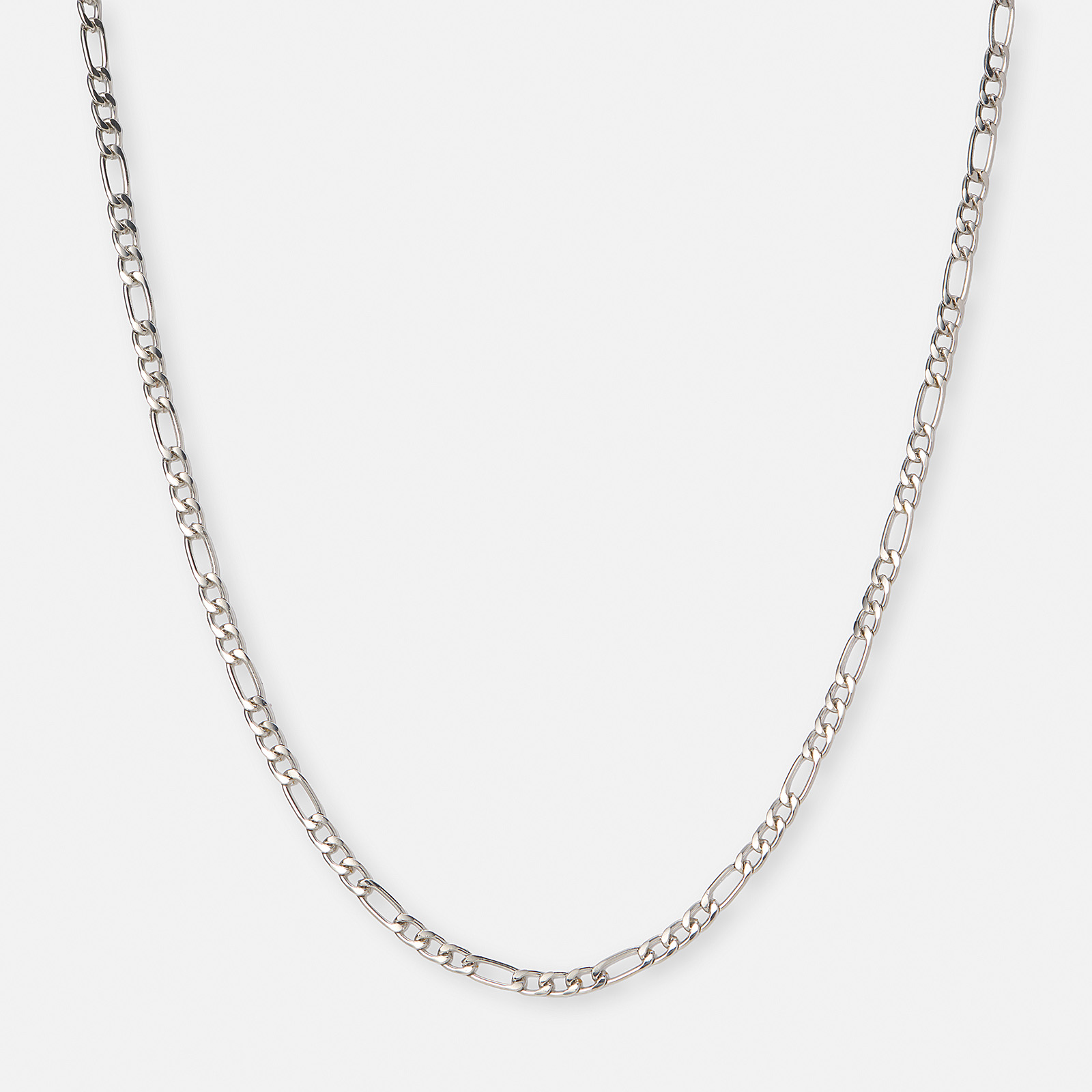 Silverfärgat halsband, figarokedja - 38+8cm