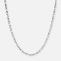 Silverfärgat halsband, figarokedja - 38+8cm