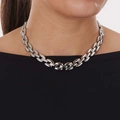 Silverfärgat halsband, ovala länkar - 42 cm