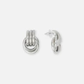 Silverfärgade örhängen, doorknocker med tre rader - 3 cm