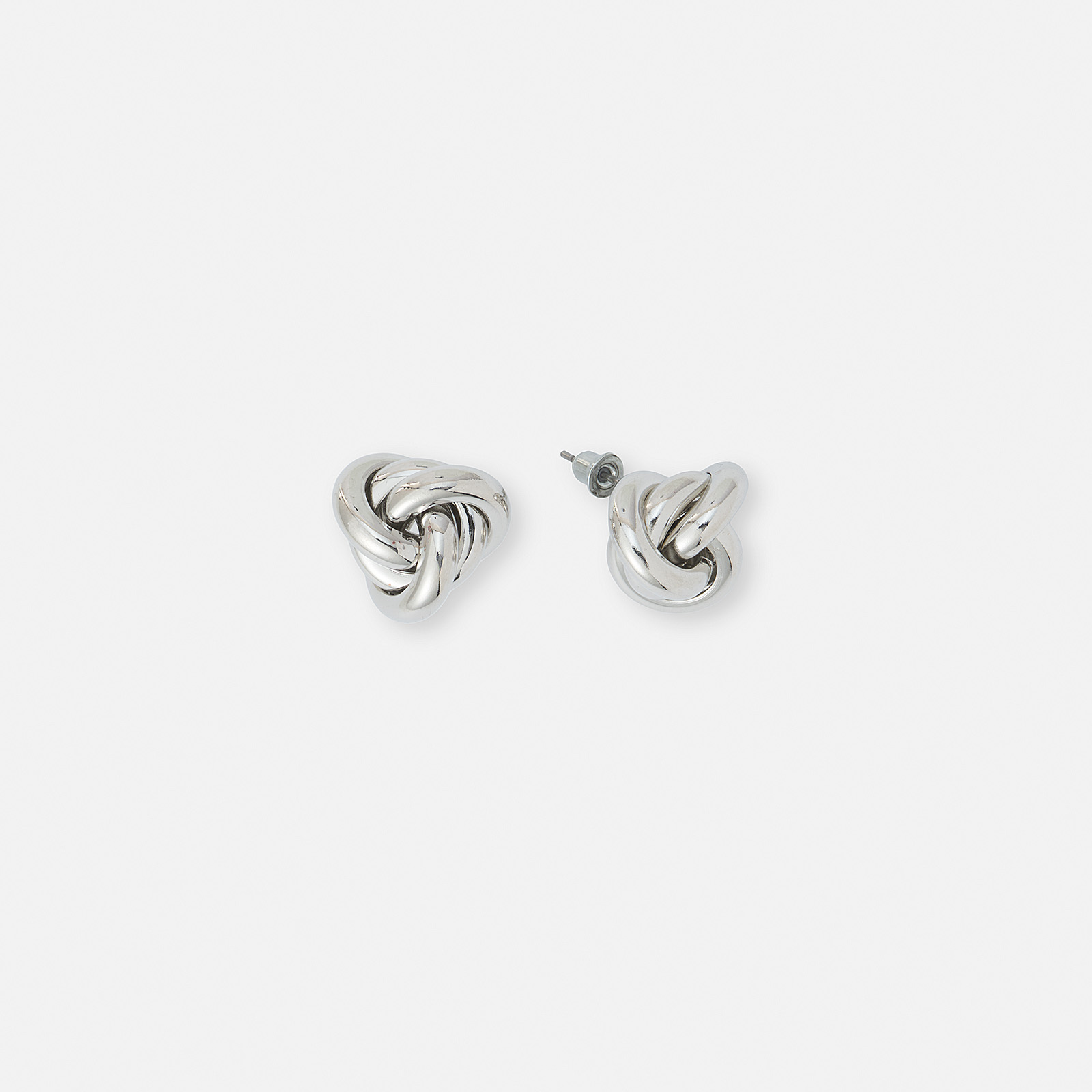 Silverfärgade örhängen, knutmodell - 2x2cm