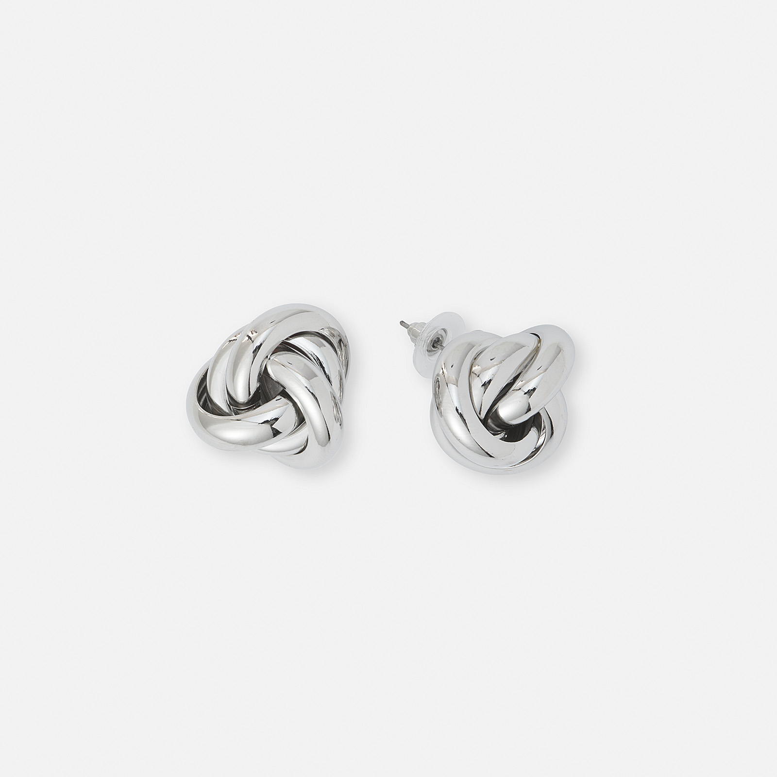 Silverfärgade örhängen, knutmodell - 2,2 cm
