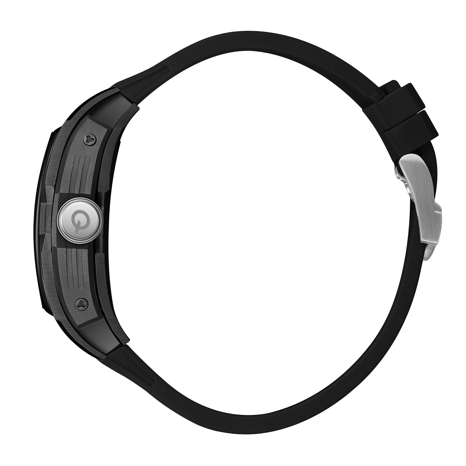 Quantum Automatic herr svart/stål, silikonband - QMG1103.651