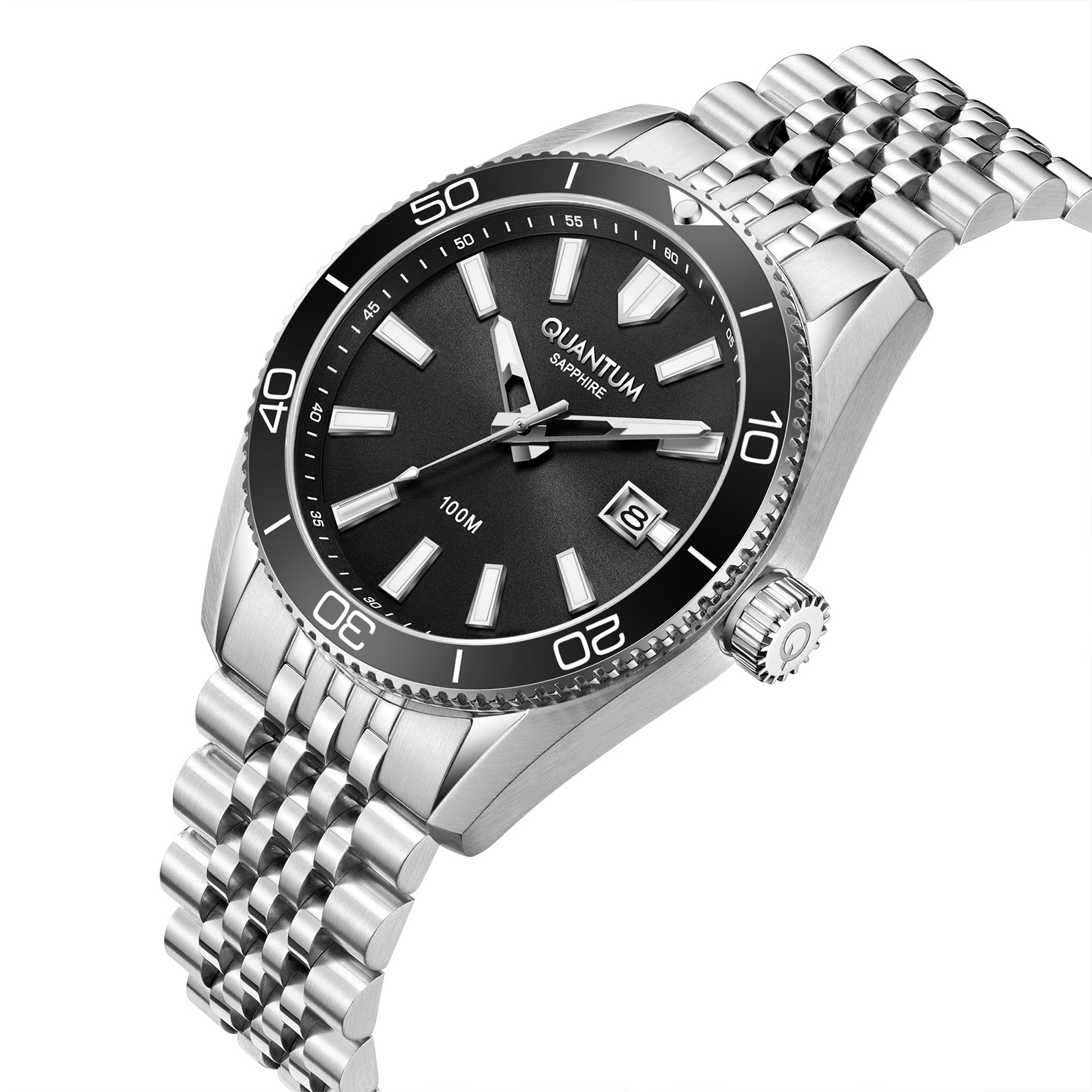 Quantum herr svart/silver, metallband - ADG1215.350