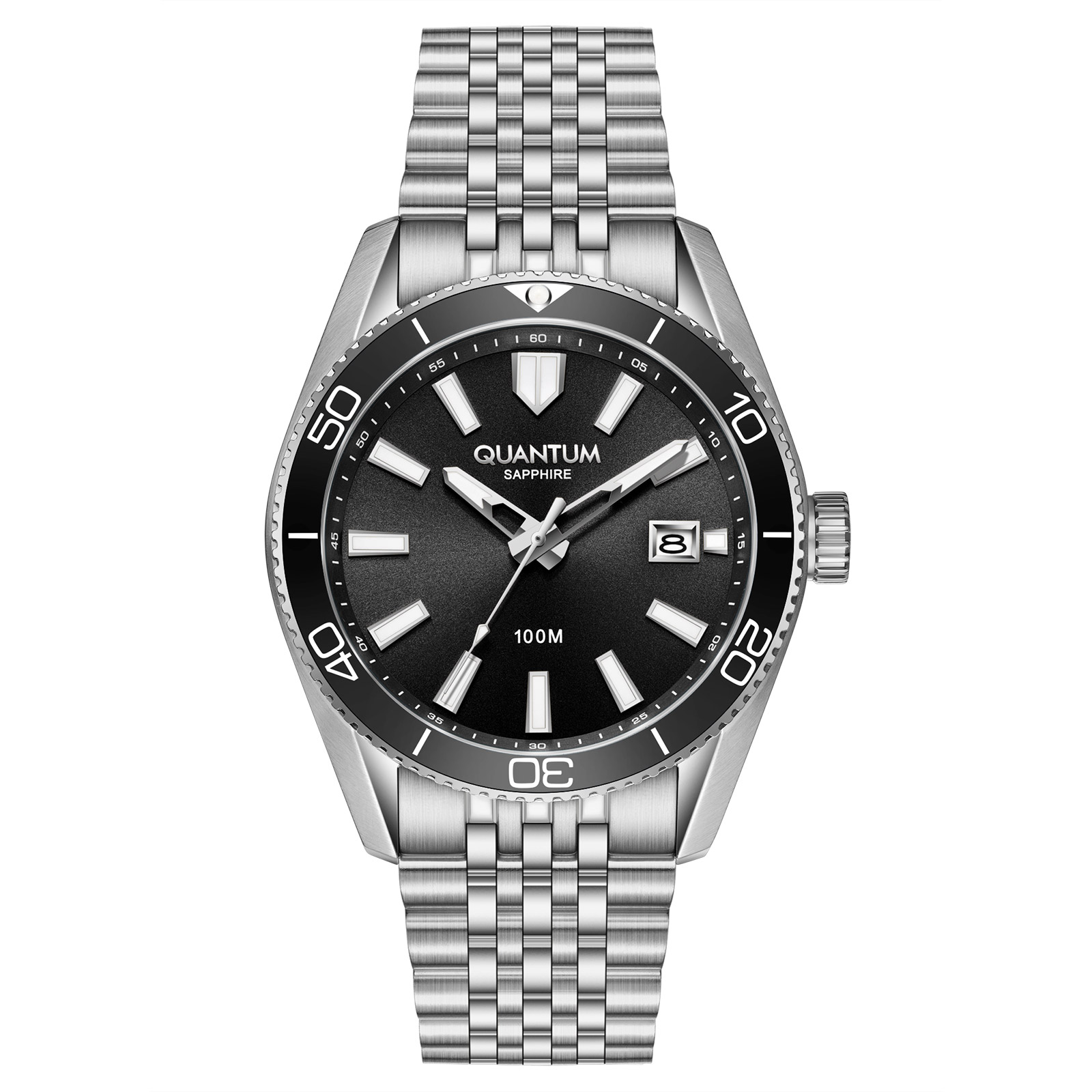 Quantum herr svart/silver, metallband - ADG1215.350