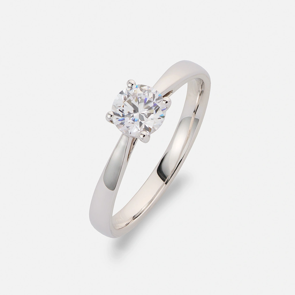 Solitärring 18k vitguld med 1,0 ct labbodlad diamant - 17,5