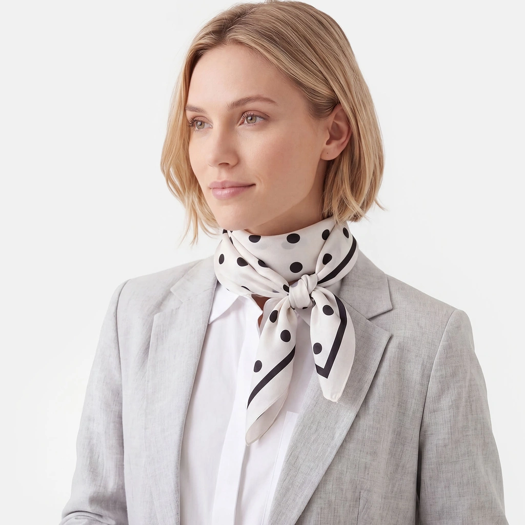 Vit och svart prickig scarf