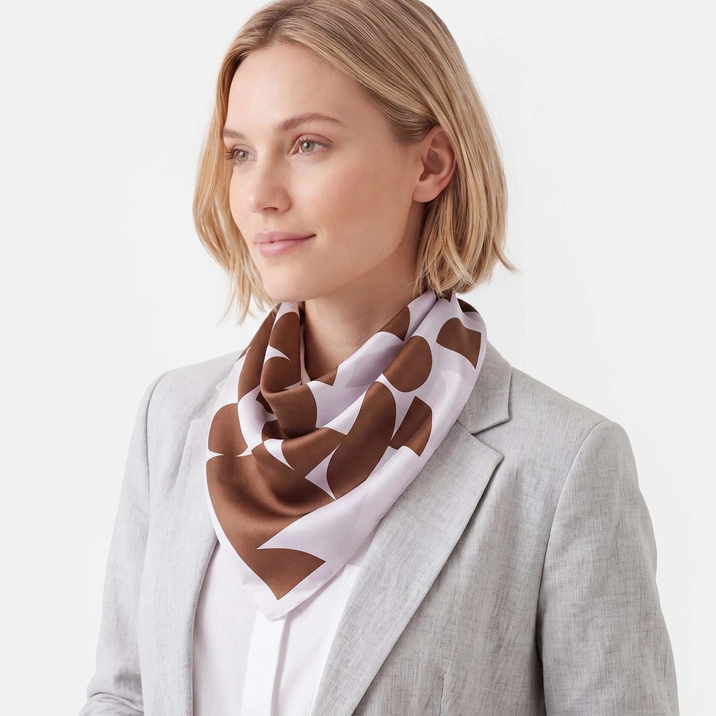 Vit och brun mönstrad scarf
