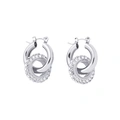 Silverfärgade örhängen, hängande cirklar med glasstenar - 3 cm