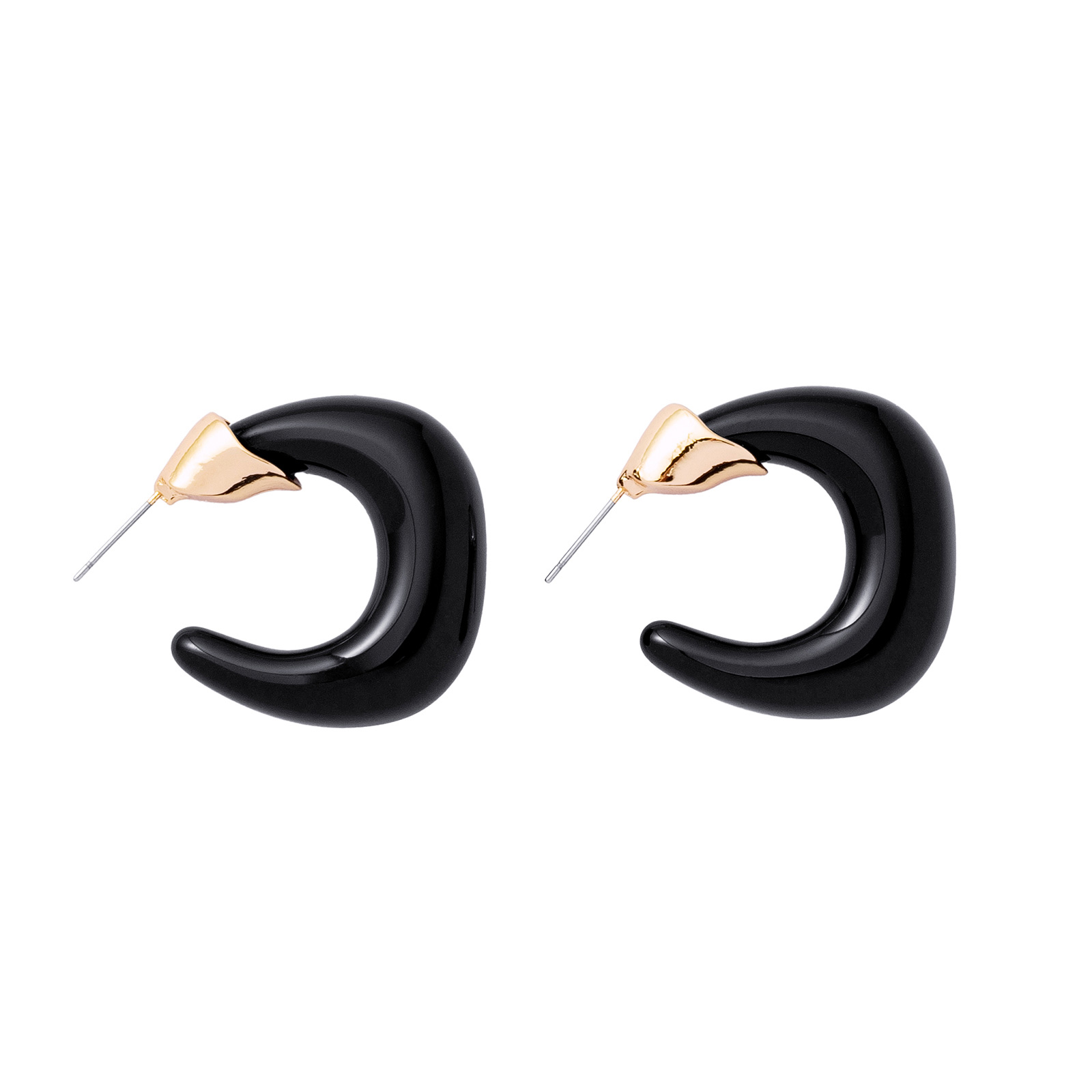 Svart örhängen, hoops chunky - 3,5cm