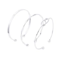 Silverfärgat armband, stela armringar i 3-pack - One size