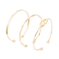 Guldfärgat armband, stela armringar i 3-pack - One size
