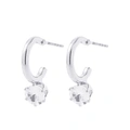 Silverfärgade örhängen, hoops med rund sten - 1 cm
