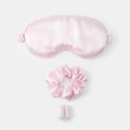 Rosa resekit med sovmask - 3 delar