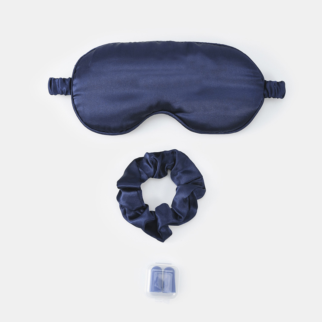 Blått resekit med sovmask - 3 delar