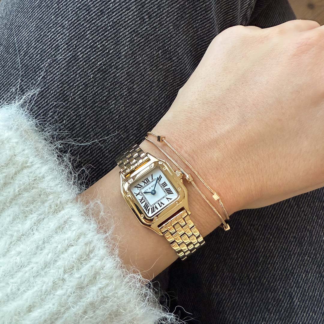 Ivy n Rox Classy klockset - kvadratisk, guld, 24x24mm