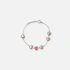 Armband i stål - hjärtan med rosa emalj, 14+2 cm