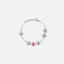 Armband i stål - hjärtan med rosa emalj, 14+2 cm