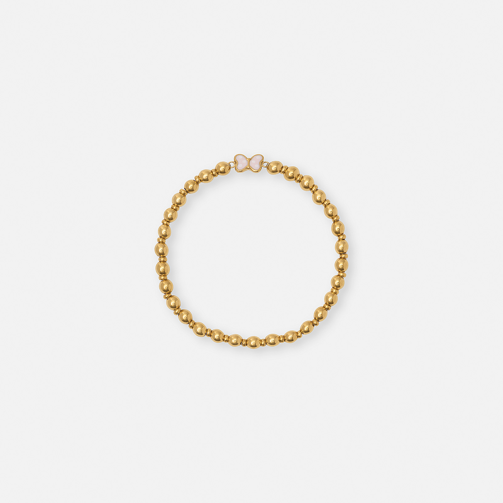 Armband i guldpläterat stål - elastiskt med fjäril, 13 cm
