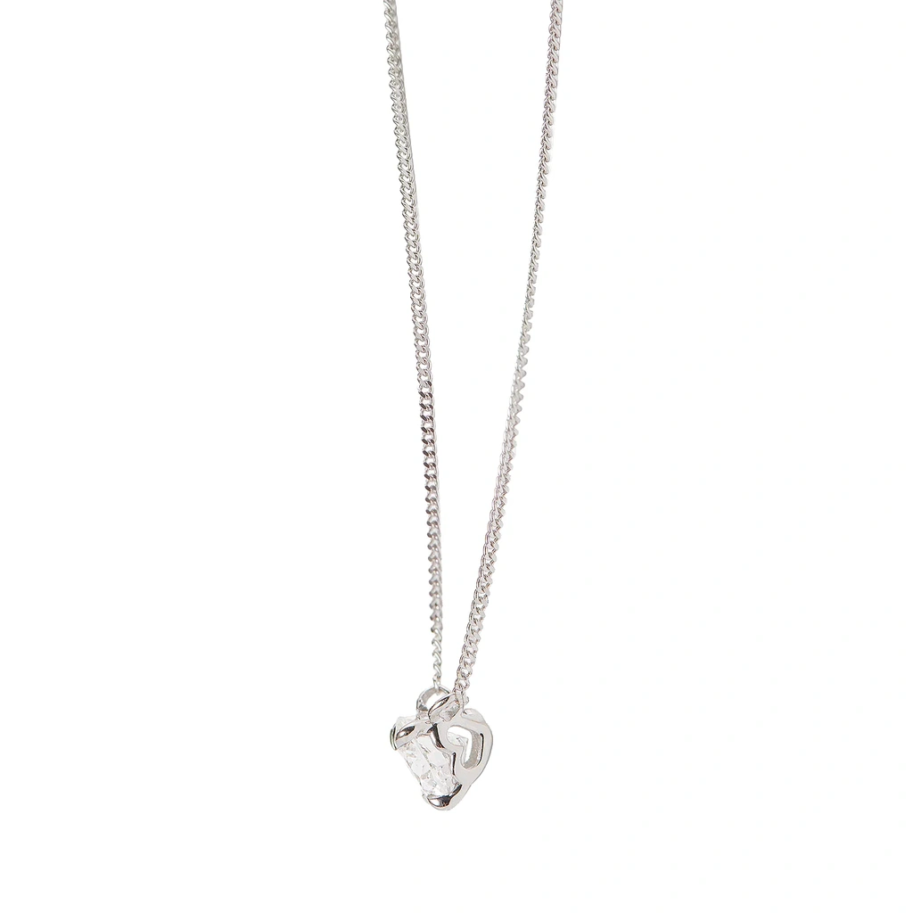 Halsband 9K vitguld 0,5 ct labbodlad diamant - 42+3cm