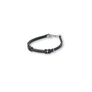 Svart armband, ID-bricka med svart läder - 19+2,5 cm