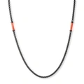 Stålhalsband för herr, svart boxkedja 4 mm med orange tråd - 55+5 cm