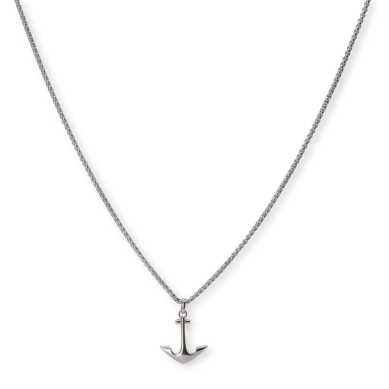 Stålhalsband för herr, ankare - 55+5 cm