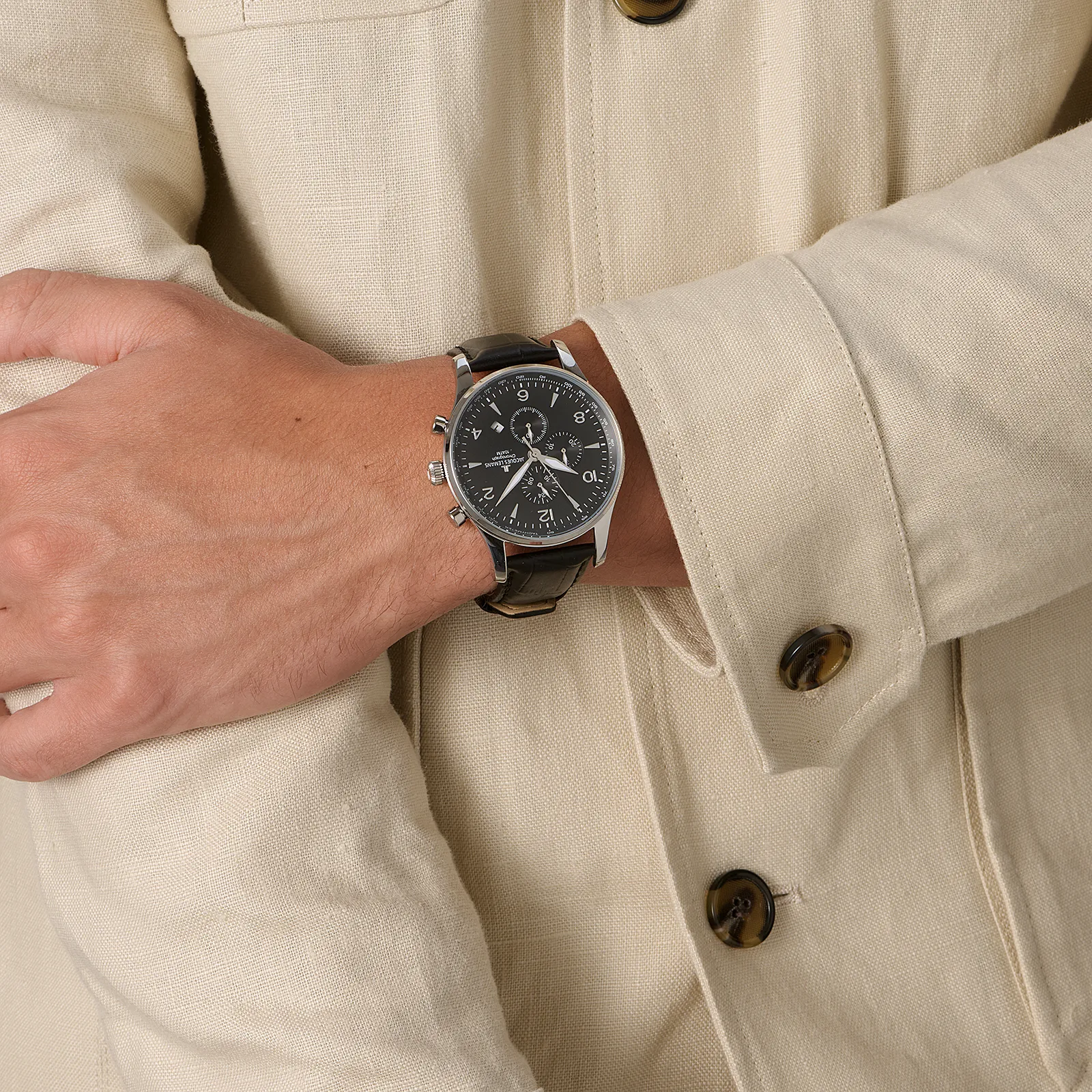 Jacques Lemans London herr, svart 44 mm - 1-1844ZA