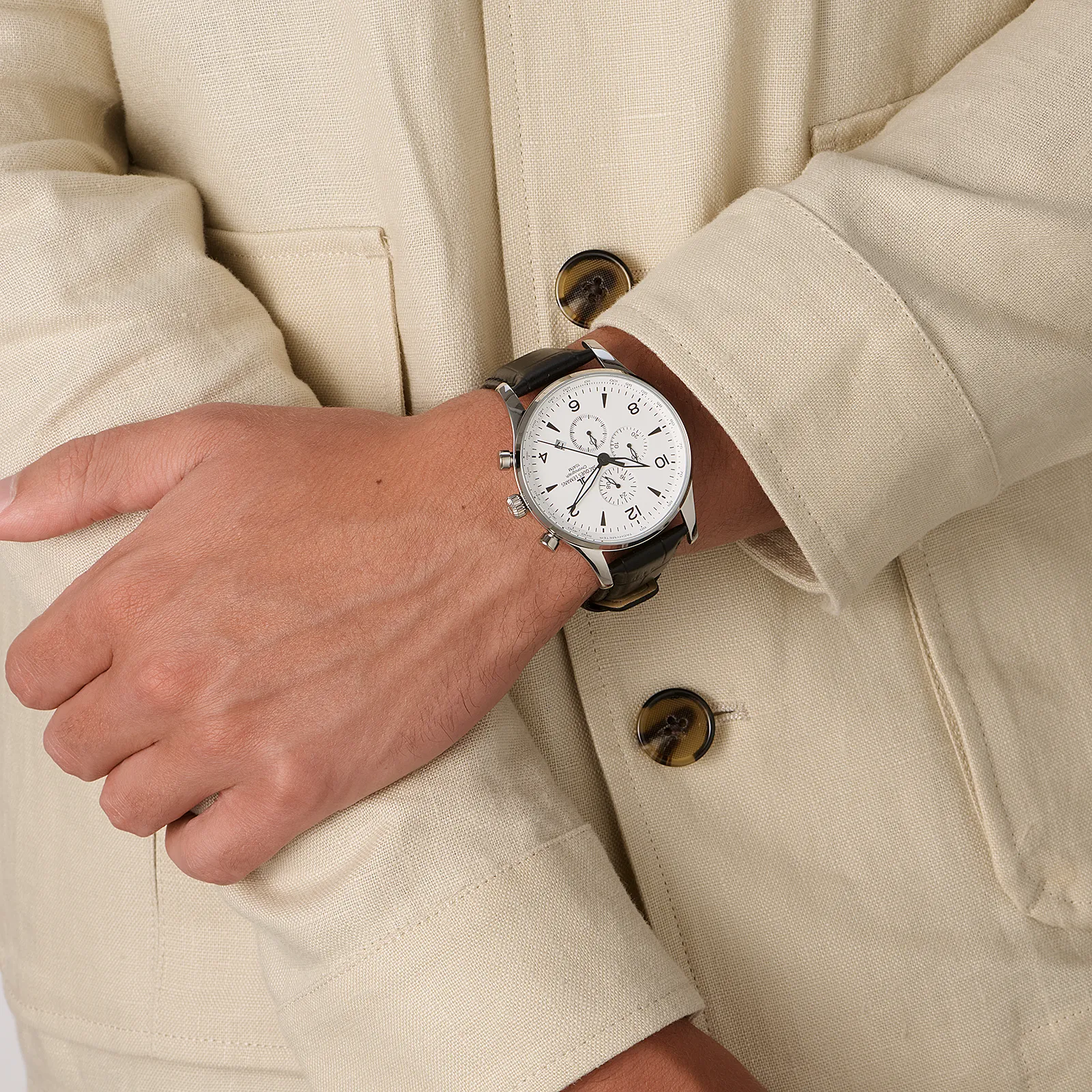 Jacques Lemans London herr, svart/vit 44 mm - 1-1844ZB