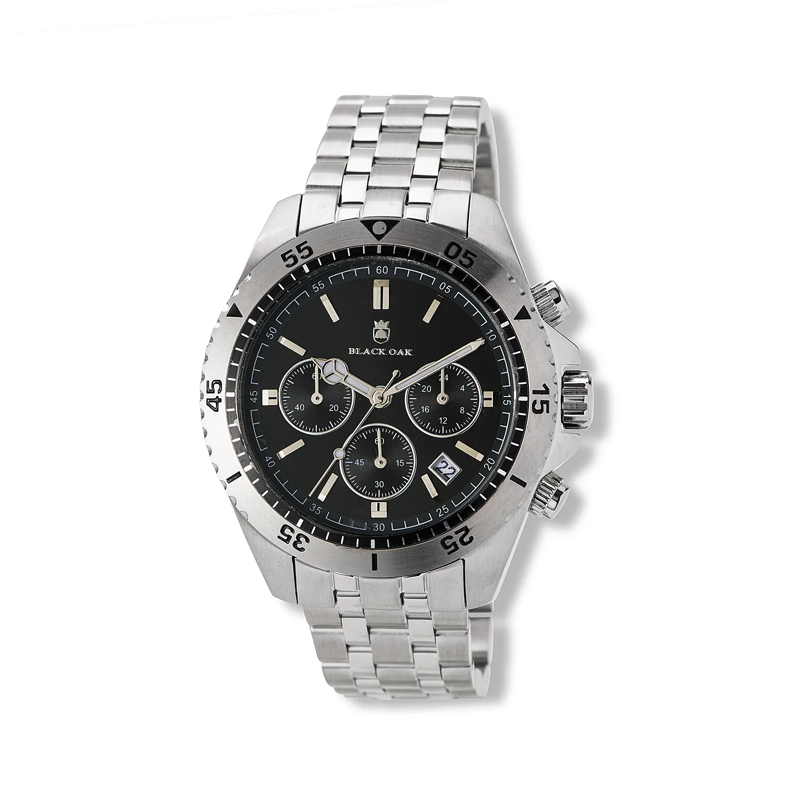 Black Oak herrklocka svart/silver, metallband - B88004-232