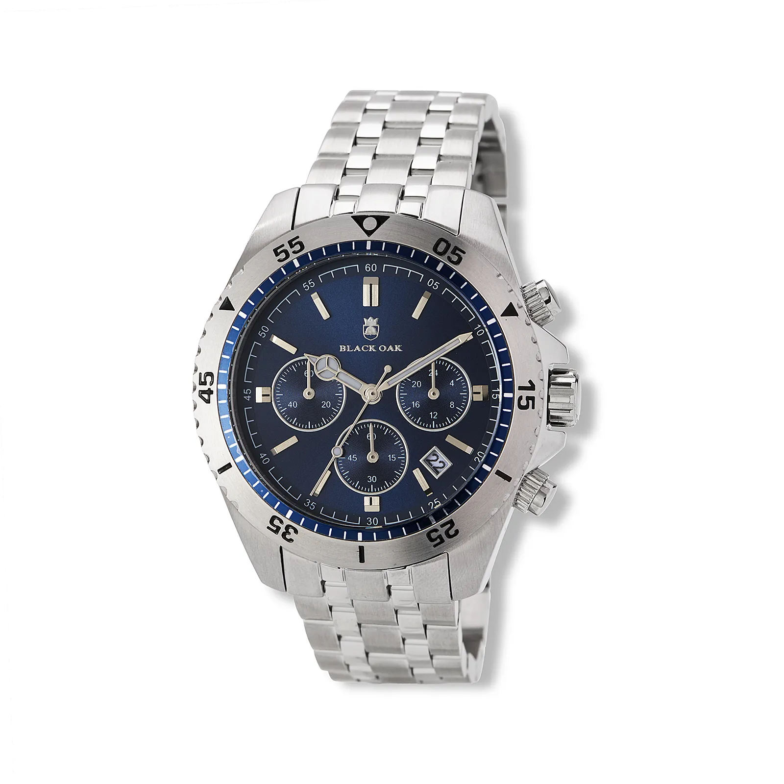 Black Oak herrklocka blå/silver, metallband - B88004-332