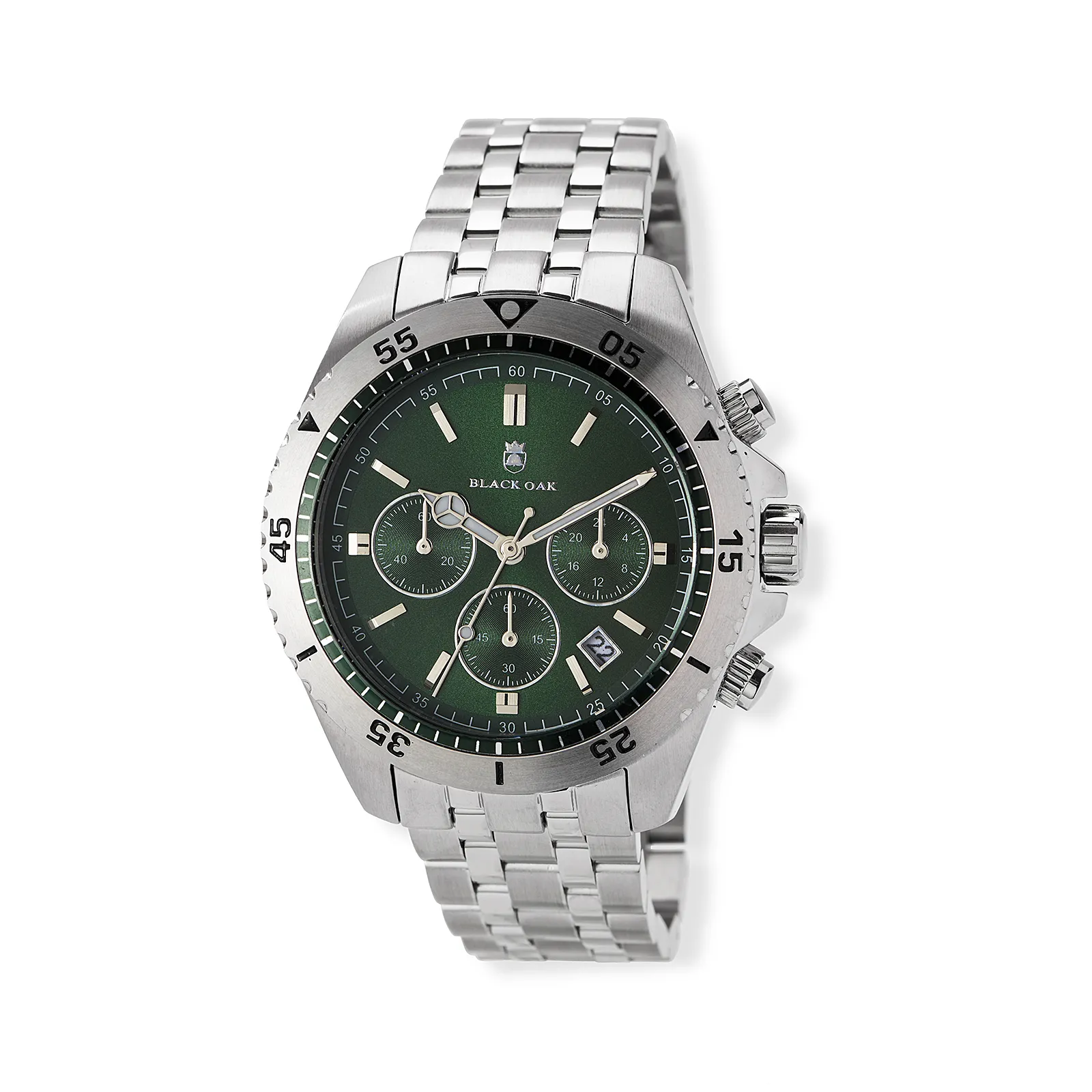 Black Oak herrklocka grön/silver, metallband - B88004-432