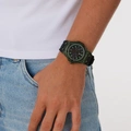 Black Oak herrklocka svart/grön gummiband - B88461-437