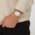Moretime damklocka vit/silver, metallband - M44743-132