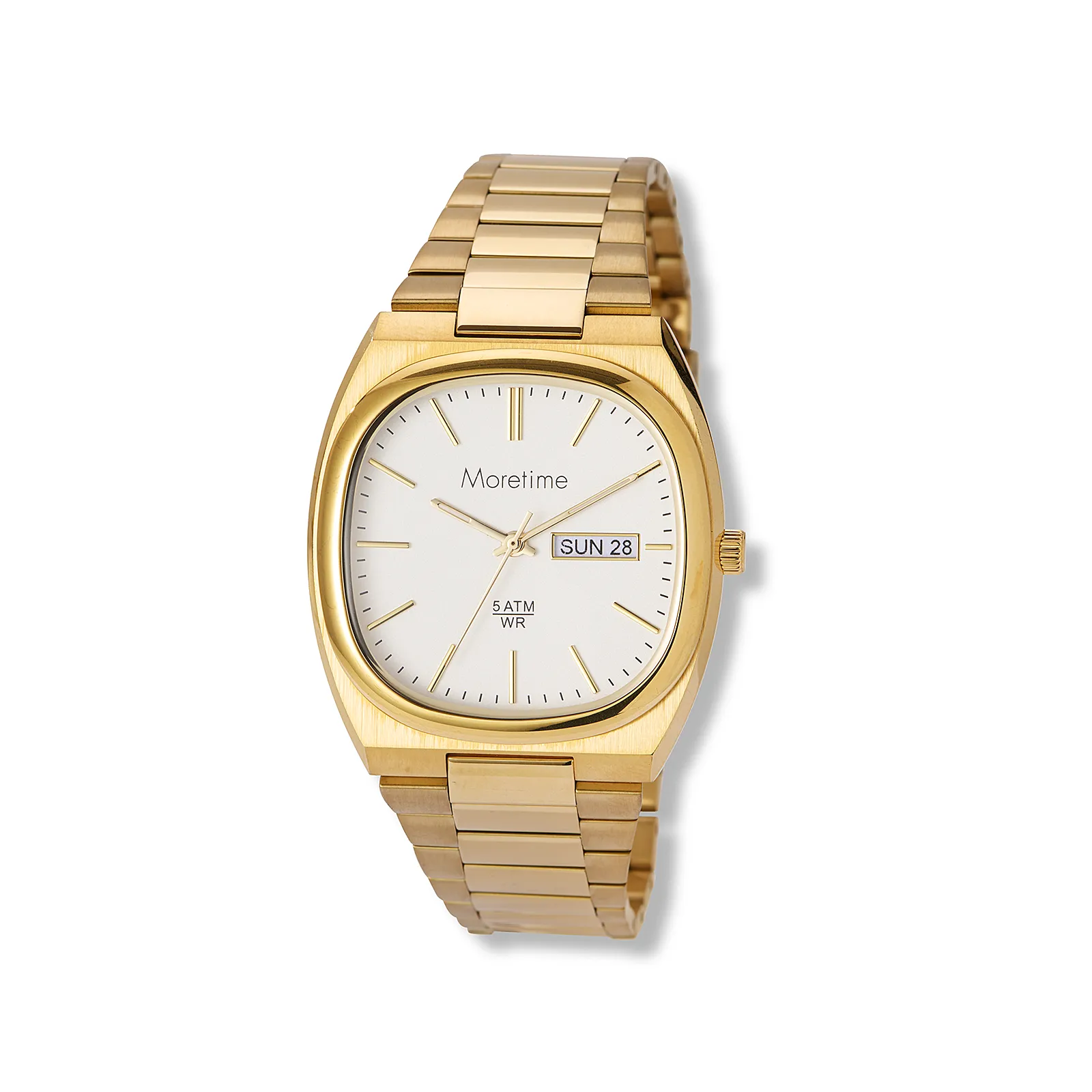 Moretime damklocka vit/guld, metallband - M44747-132