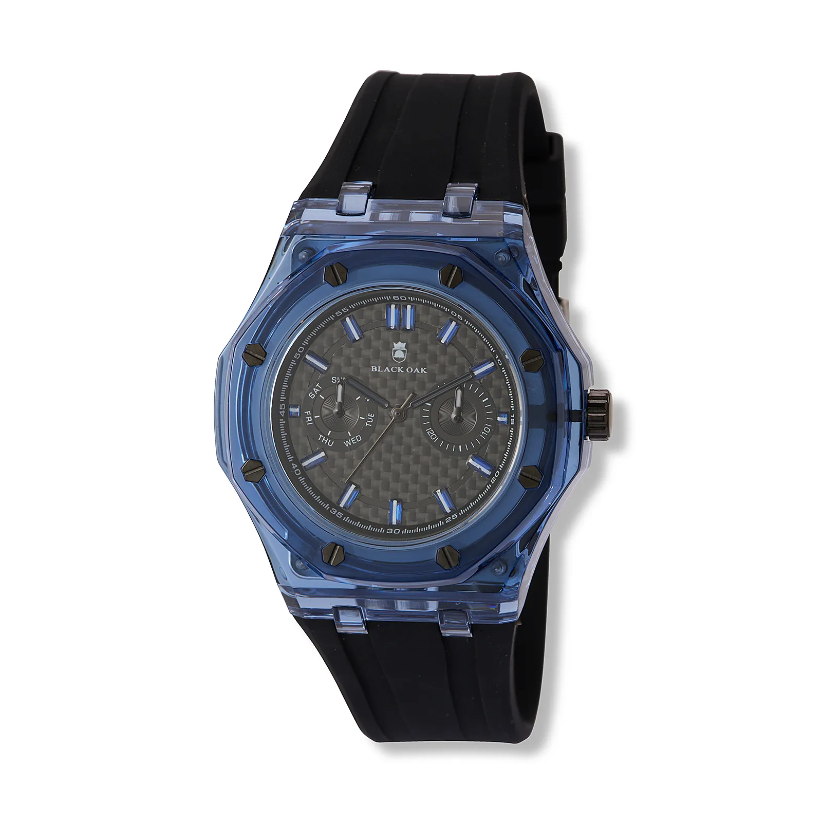 Black Oak herrklocka svart/blå gummiband - B88461-337