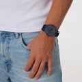 Black Oak herrklocka svart/blå gummiband - B88461-337
