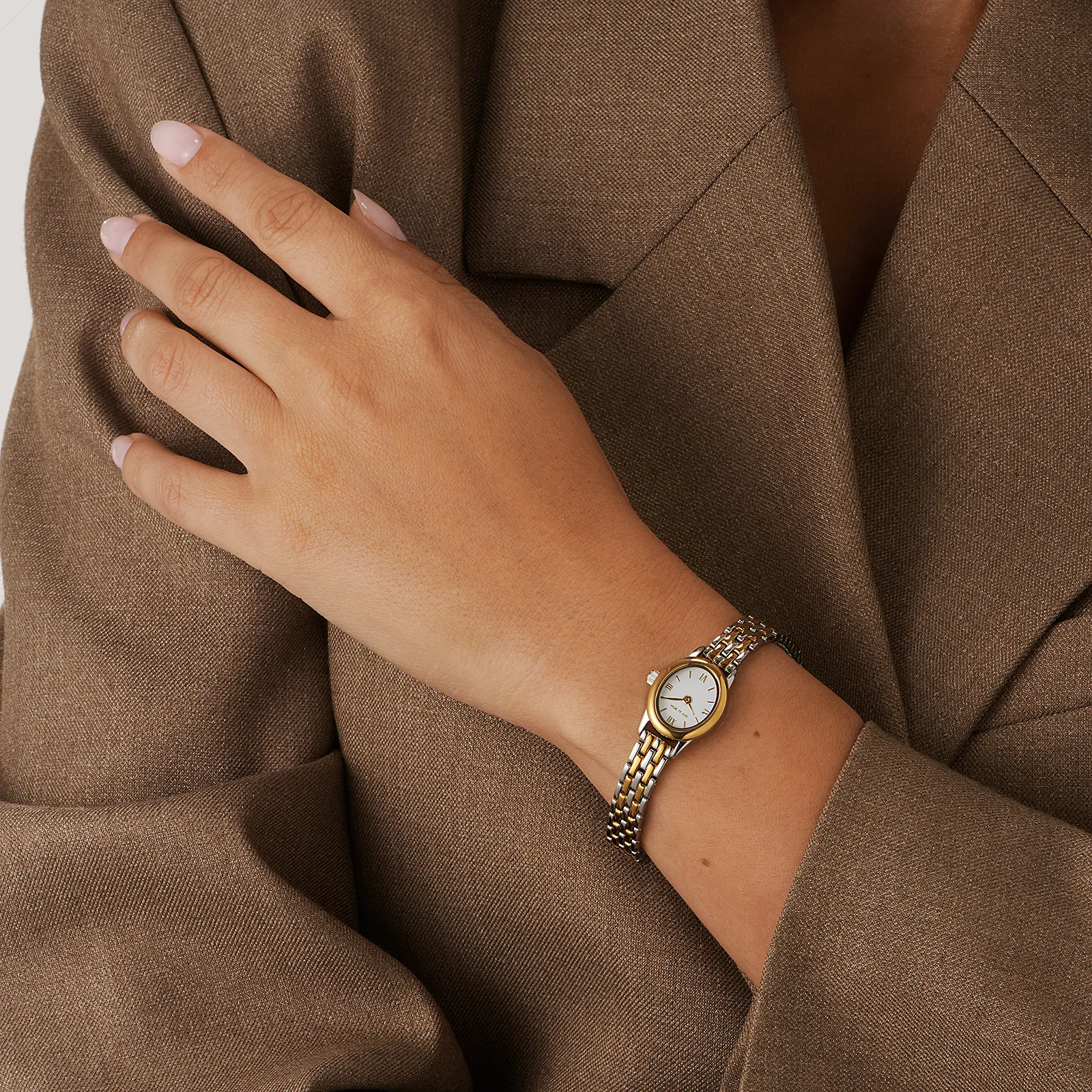 Ivy n Rox damklocka vit/bicolor, metallband - I25018-132