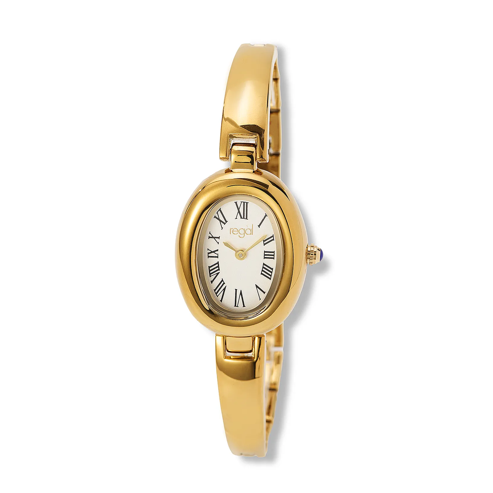 Regal damklocka vit/guld, stelt metallband - R11038-122