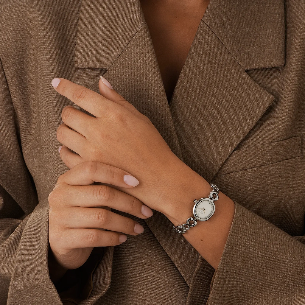 Regal damklocka silver, metallband - R25074-642