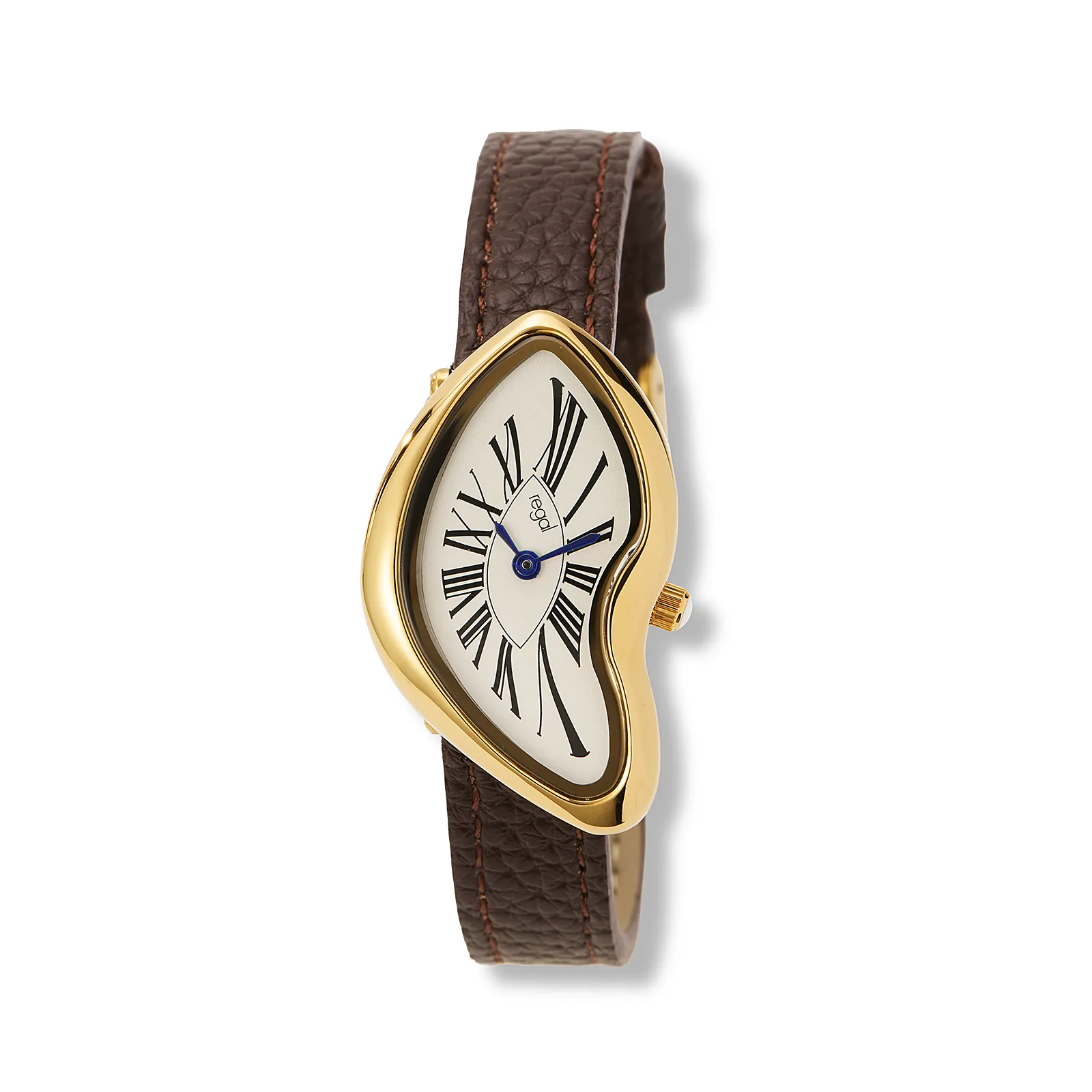 Regal damklocka vit/guld, brunt band - R25118-626