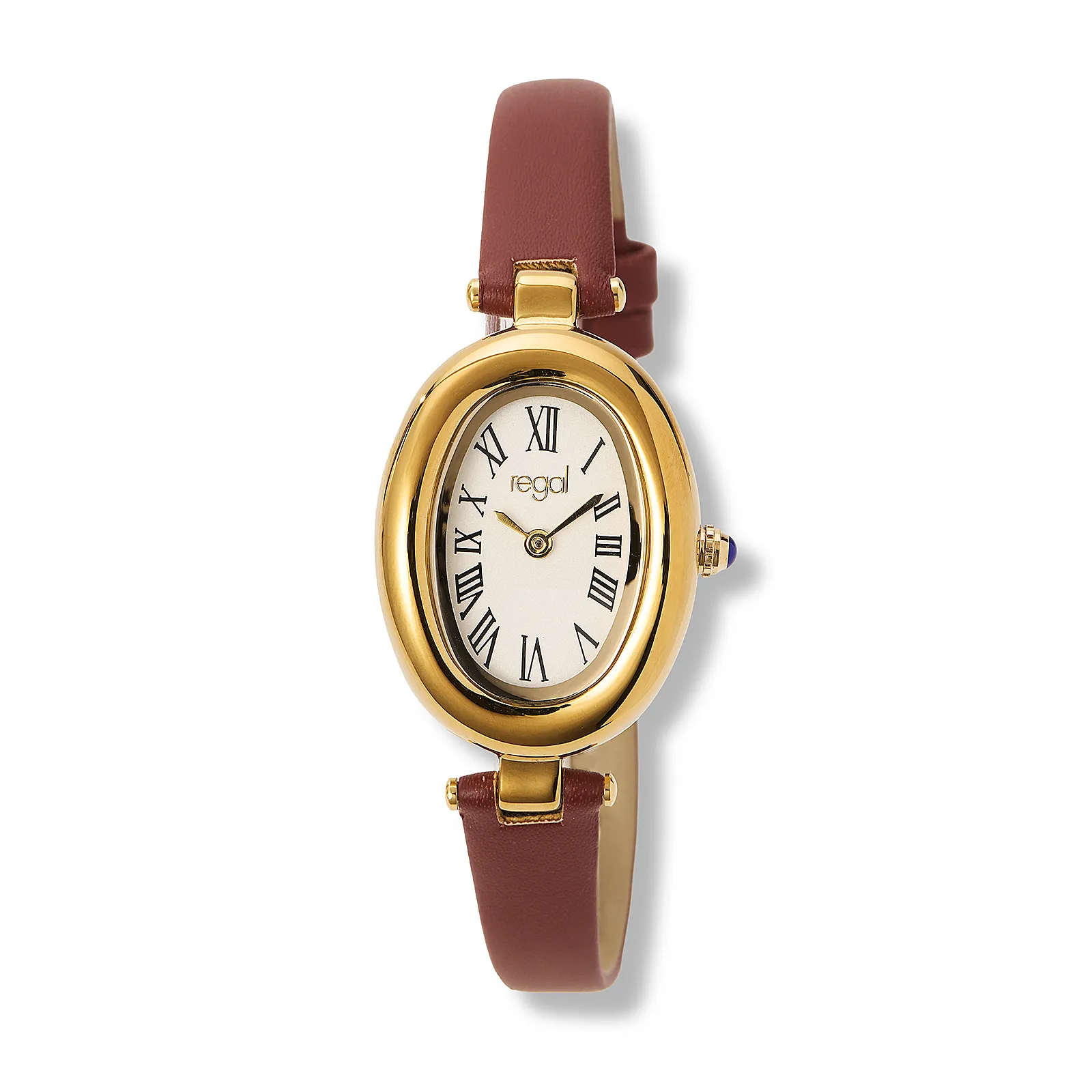 Regal damklocka vit/guld, brunt band - R11038-126